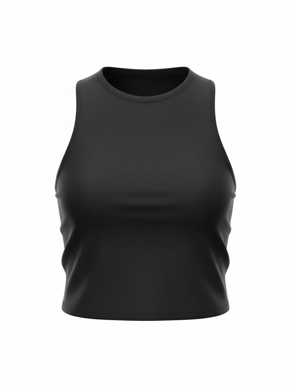 gaze Black Cropped High-Neck Tank Top